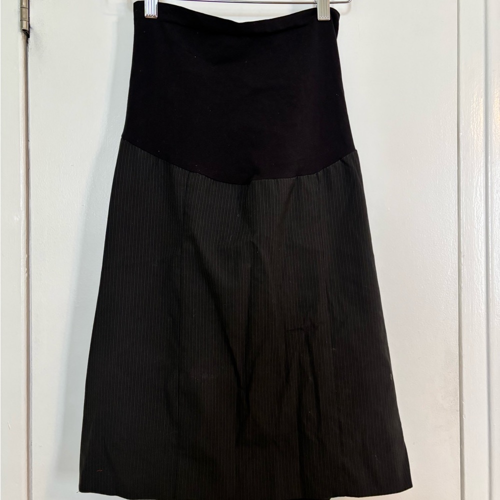 Motherhood Black Pinstripe Midi Skirt